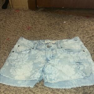 Altar'd State Light Blue Floral Jean Shorts